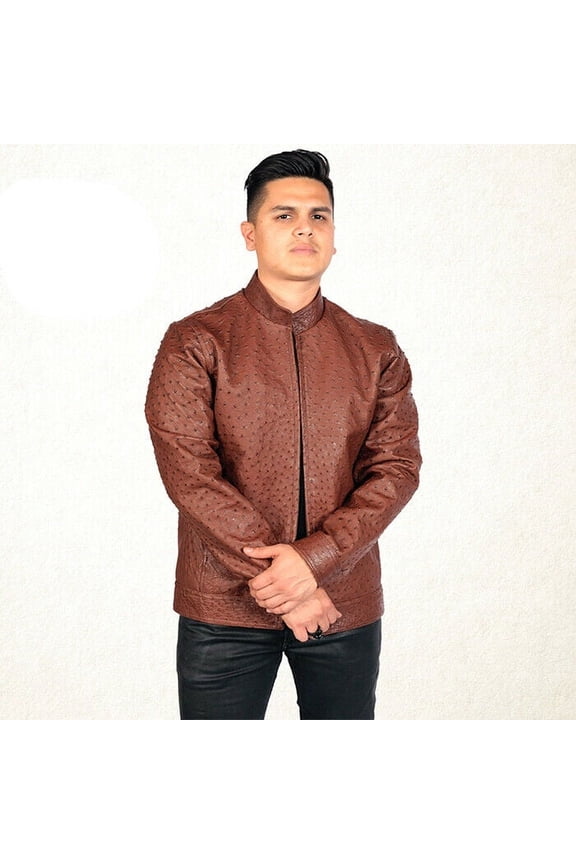 Men's Full Ostrich Genuine Leather Casual or Western, Chamarra de Piel de Avestruz Original Completa.