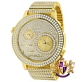 thumbnail image 1 of Men's Full Stainless Steel 2 Time Zone Chronograph 18K Yellow Gold Tone Diamond Dial Luxury Custom Watch 45mm, 1 of 6