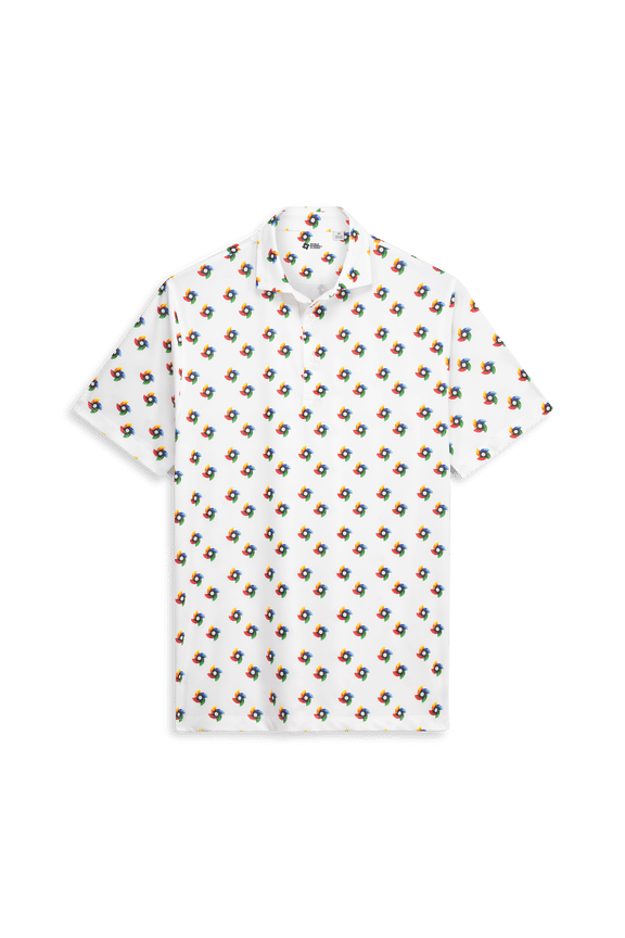 Men's Full Turn White World Baseball Classic Gear Icon Repeat Print FreshTek Polo