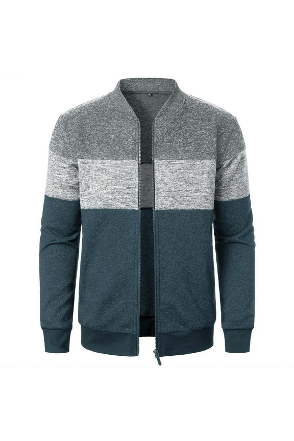 Men's Full Zip Cardigan Sweater Casual Chunky Knit Stand Collar Sweater with Pockets Sport Outerwear Jacket