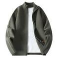 thumbnail image 1 of Men's Full Zip Cardigan Sweater Casual Long Sleeve Regular Fit Textured Knit Mock Neck Jackets Fall Winter Warm Tops (M, Green), 1 of 2
