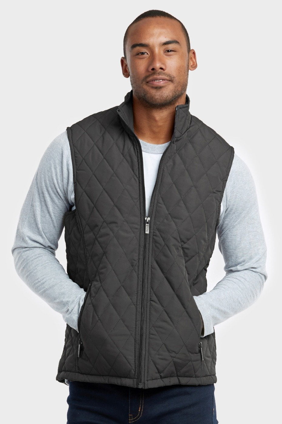 Men's Full-Zip Diamond Quilted Lightweight Padded Puffer
