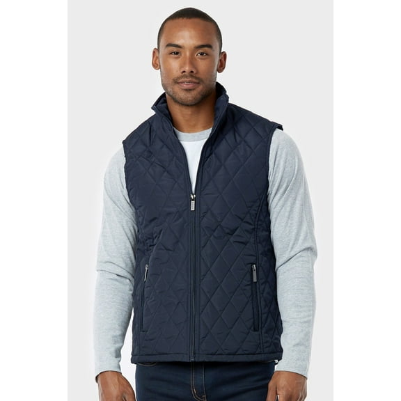 Men's Full-Zip Diamond Quilted Lightweight Padded Puffer Thin Vest Jacket Outwear
