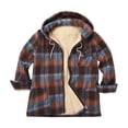 thumbnail image 1 of Men's Full Zip Fleece Flannel Jackets Shirt Plaid Sherpa Lined Cotton Hoodies Soft Warm Coat for Men with Hood, 1 of 3