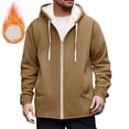 thumbnail image 1 of Men's Full Zip Up Fleece Hoodie Jacket, Fleece Jackets Plus Size Long Sleeved Sherpa Lined Hooded Cardigan Pocket Jacket Heavyweight Warm Soft Coat for Sports, Leisure, Outdoor Activities, and Home, 1 of 8