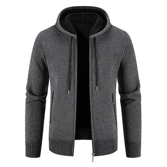 Men's Full Zip Fleece Hoodie Long Cardigan Sweater Lightweight Soft Warm Lined Coat with Pocket Casual
