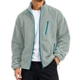 thumbnail image 1 of Men's Full Zip Fleece Jacket Lightweight Warm Soft Polar Jackets Long Sleeve Stand Collar Outdoor Hiking Casual Coat, 1 of 5