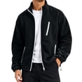 thumbnail image 1 of Men's Full Zip Fleece Jacket Lightweight Warm Soft Polar Jackets Long Sleeve Stand Collar Outdoor Hiking Casual Coat, 1 of 5