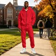 thumbnail image 1 of Men's Full Zip Fleece Track Suit 2 Piece Basic Warm Sweat Set Zip‑Up Hoodie & Joggers Sets for Men, 1 of 5
