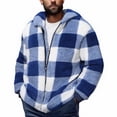 thumbnail image 1 of Men's Full Zip Hooded Fleece Jacket, Casual Plaid Long Sleeve Outerwear with Zipper Pockets, Oversized Warm and Soft for Fall Winter Daily Use, 1 of 6