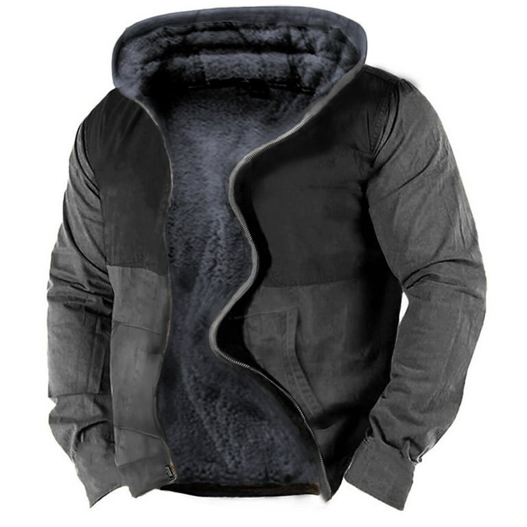 Men s Full Zip Hooded Fleece Sweatshirt Winter Windproof Warm Jacket