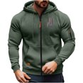 thumbnail image 1 of Men’s Full Zip Hooded Sweatshirt Casual Athletic Fit Long Sleeve Hoodie with Arm Pocket and Front Pockets for Workout Outdoor, 1 of 5