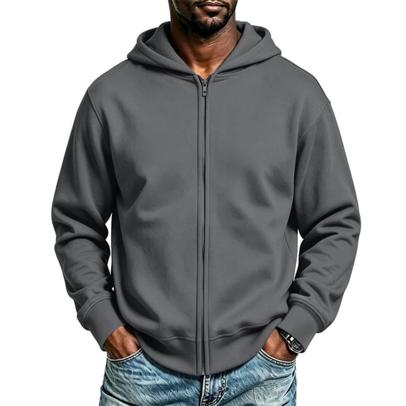 Men's Full Zip Hooded Sweatshirt, Lightweight Athletic Zip Up Hoodie with Pockets, Long Sleeve Casual Running Track Jacket for Gym and Sports