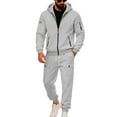 thumbnail image 1 of Men's Full Zip Hooded Sweatshirt and Drawstring Jogger Pants Set Casual Tracksuit with Multiple Zippered Pockets, 1 of 5
