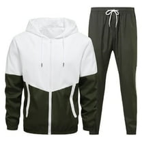 Men's Full Zip Hooded Tracksuit Set Two Piece Long Sleeve Jacket and Drawstring Waist Pants for Daily Wear Sports