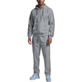 thumbnail image 1 of Men's Full Zip Hooded Tracksuit Set with Stripe Detail Long Sleeve Jacket and Drawstring Pants for Everyday Wear, 1 of 3