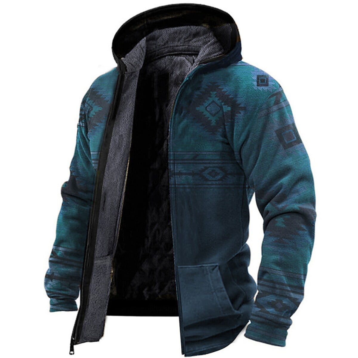 Men's Full Zip Hoodie Jacket Blue Purple Yellow Orange Brown