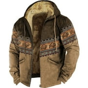 TYOMOYT Men's Full Zip Hoodie Jacket Brown Hooded Animal Color Block Graphic Prints Zipper Print Casual Daily Holiday 3D Print Fleece Designer Thin fleece Winter Clothing Apparel