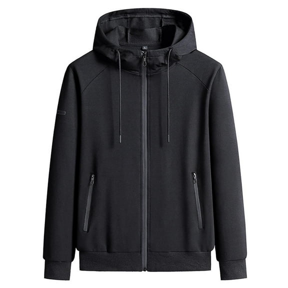 Men's Full Zip Hoodie Jacket Casual Fit Sweatshirt Sportwear Outdoor Long Sleeve Jackets Solid Color Jogging Coat