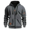 thumbnail image 1 of Men's Full Zip Hoodie Jackets with Zipper Pockets Mid-weight Thick Long Sleeve Drawstring Sweatshirt Sport Coat (2XL, Gray 01), 1 of 5