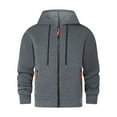 thumbnail image 1 of Men's Full Zip Hoodie Jackets with Zipper Pockets Mid-weight Thick Long Sleeve Drawstring Sweatshirt Sport Coat (L, Dark Gray 02), 1 of 2