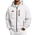 thumbnail image 1 of Men's Full Zip Hoodie Long Sleeve Casual Sweatshirt with Chest Pocket Drawstring Soft Fall Zip Up Hoodie, 1 of 6