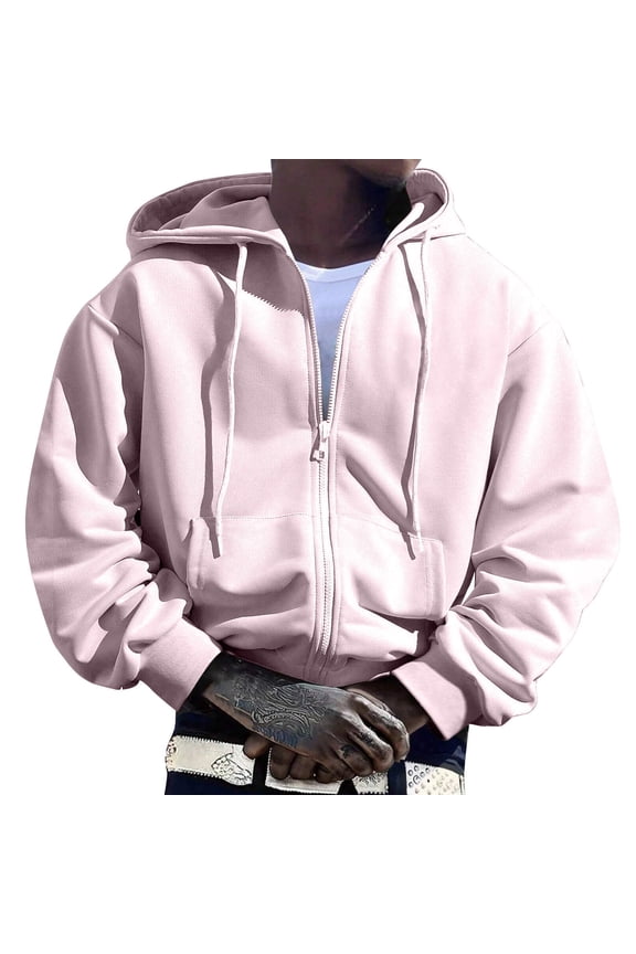 Men's Full-Zip Hoodie Long Sleeve Hooded Sweatshirt with Front Pocket