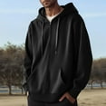 thumbnail image 1 of Men's Full Zip Hoodie Long Sleeve Hooded Sweatshirt Drawstring Hood Jacket (Black XXXXXL), 1 of 3