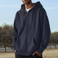 thumbnail image 1 of Men's Full Zip Hoodie Long Sleeve Hooded Sweatshirt Drawstring Hood Jacket (Dark Blue XXXXXL), 1 of 3