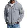 thumbnail image 1 of Men's Full Zip Hoodie Long Sleeve Multi Pocket Tactical Sweatshirt Drawstring Loose Fit Casual Outdoor Jacket For Fall Winter M, 1 of 9