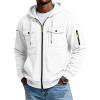 thumbnail image 1 of Men's Full Zip Hoodie Long Sleeve Multi Pocket Tactical Sweatshirt Drawstring Loose Fit Casual Outdoor Jacket For Fall Winter S, 1 of 9