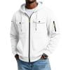 Men's Full Zip Hoodie Long Sleeve Multi Pocket Tactical Sweatshirt Drawstring Loose Fit Casual Outdoor Jacket For Fall Winter S