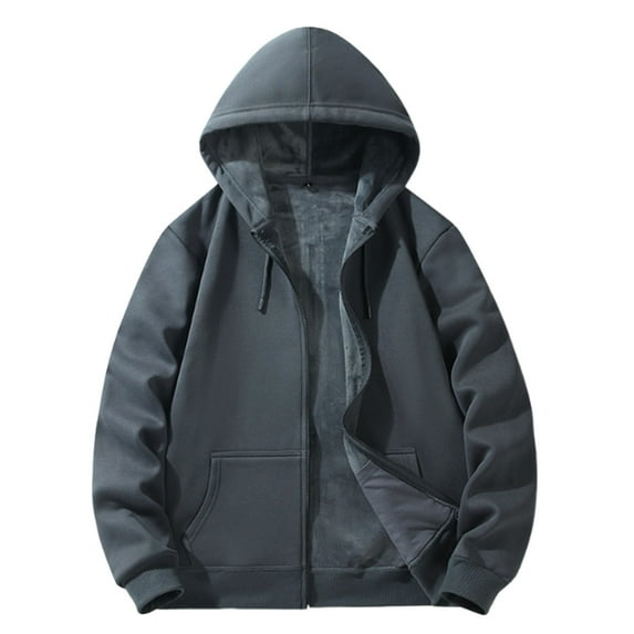 Men's Full Zip Hoodies Fleece Hoodie Sweatshirts for Men Solid Color Jacket Fall Winter Warm Cotton Hooded Tops Outdoor Sports Hoody Thermal Coats Thicken Sweater Active Wear