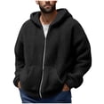 thumbnail image 1 of Men's Full Zip Hoodies Fuzzy Sherpa Jacket Oversized Long Sleeve Hooded Sweatshirts Casual Warm Winter Jacket Coats Outfit (XL, Black#B), 1 of 5