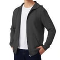 thumbnail image 1 of Men's Full-Zip Hoodies Sweatshirts, Solid Color Basic Casual Sports Fleece Jackets with Pockets Dark Gray 3XL, 1 of 5