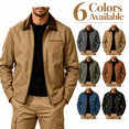 thumbnail image 1 of Men's Full Zip Jackets Fashion Patchwork Lapel Collar Coat Fall Long Sleeve No Hood Outerwear with Zip Pockets, 1 of 8