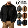 thumbnail image 1 of Men's Full Zip Jackets Fashion Patchwork Lapel Collar Coat Fall Long Sleeve No Hood Outerwear with Zip Pockets, 1 of 8