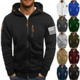 thumbnail image 1 of Men's Full-Zip Jackets Long Sleeve Hoodies Casual Sweatshirts National Flag Printed Outwear Fleece Lined Pullover Classic Coat Autumn Winter Thermal Outwear Golf Sweatshirts, 1 of 3