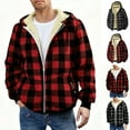 thumbnail image 1 of Men's Full Zip Lined Plaid Flannel Jacket with Warm Fleece Design for Winter Outdoor Work, Casual Lightweight Fall Clothes, and Holiday Events,Red,L, 1 of 6