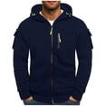 thumbnail image 1 of Men's Full Zip Long Sleeve Hoodie Casual Spring Summer Cardigan Hooded Shirts Outdoor Workout Running Hooded Jacket Big & Tall, 1 of 5