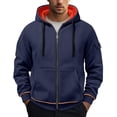 thumbnail image 1 of Men's Full Zip Multi-Pocket Hoodie Long Sleeve Casual Loose Full Zip Up Hoodie Drawstring Comfortable Durable Outwear for Men, 1 of 7