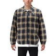 thumbnail image 1 of Men’s Full Zip Plaid Flannel Cotton Blend Lined Long Sleeve Jacket (Olive/Navy, XL), 1 of 3