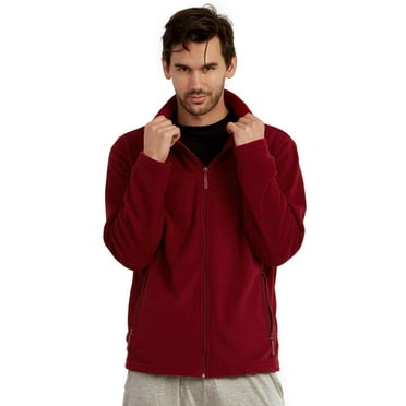 Men's Full-Zip Polar Fleece Jacket, Burgundy S, 1 Count, 1 Pack