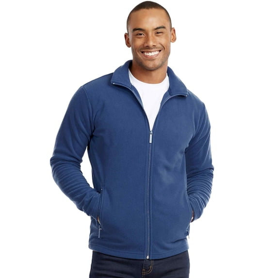 Men's Full-Zip Polar Fleece Jacket, Denim XL, 1 Count, 1 Pack