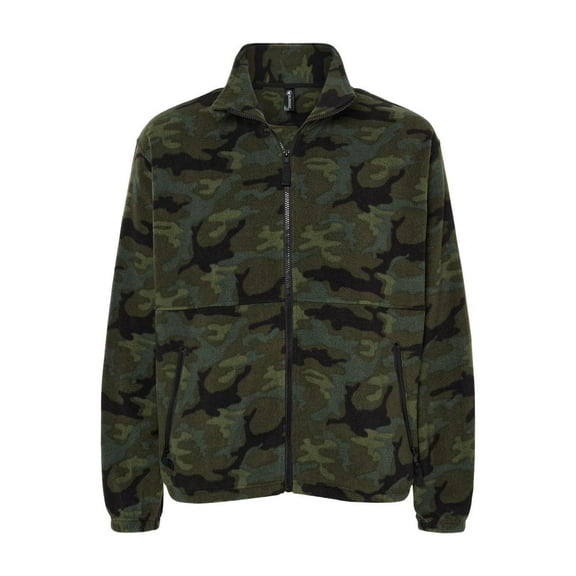 Men's Full-Zip Polar Fleece Jacket - GREEN CAMO - S