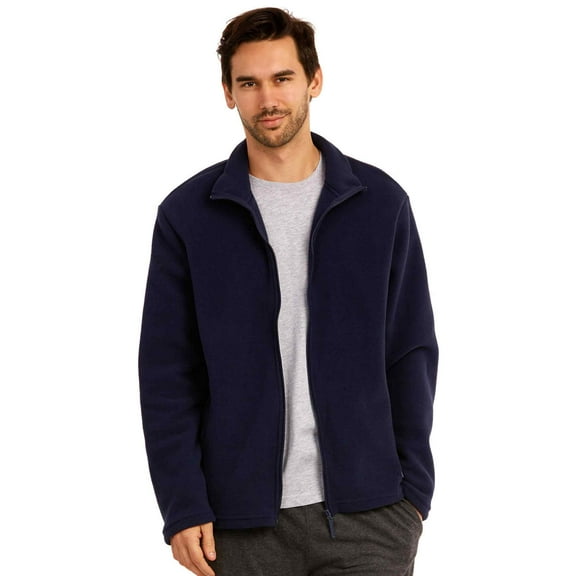 Men's Full-Zip Polar Fleece Jacket, Navy L, 1 Count, 1 Pack