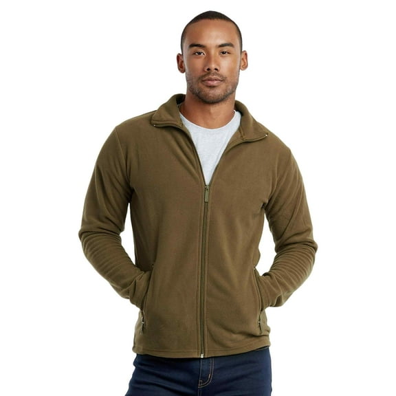 Men's Full-Zip Polar Fleece Jacket, Olive L, 1 Count, 1 Pack