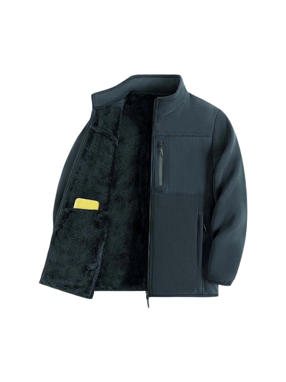 Men's Full Zip Polar Fleece Jacket Outdoor Hiking Thermal Warm Coat