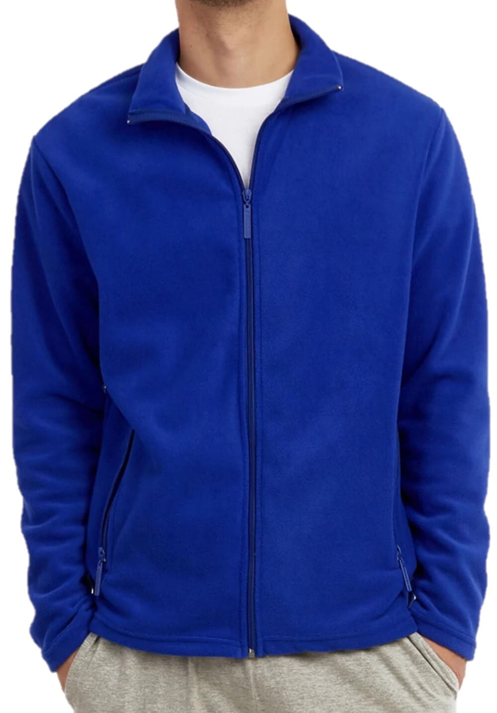 Men's Full-Zip Polar Fleece Jacket, Royal Blue 2XL, 1 Count, 1 Pack