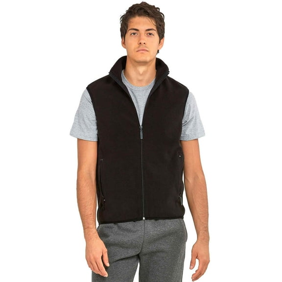 Men's Full-Zip Polar Fleece Vest, Black L, 1 Count, 1 Pack